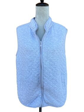 Lands' End Gray Quilted Vest Womens L Gorpcore Soft Pockets Full Zip Layering